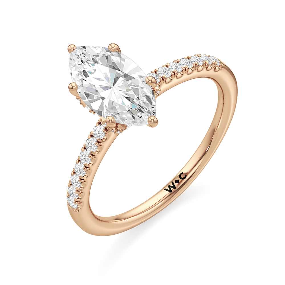 Arc Hidden Halo Engagement Ring with Marquise Cut Diamond in 14KT Rose Gold view 6
