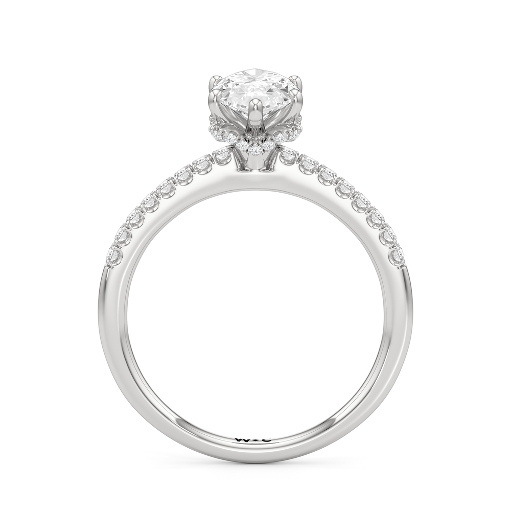 Arc Hidden Halo Engagement Ring with Marquise Cut Diamond in 14KT Platinum view 5
