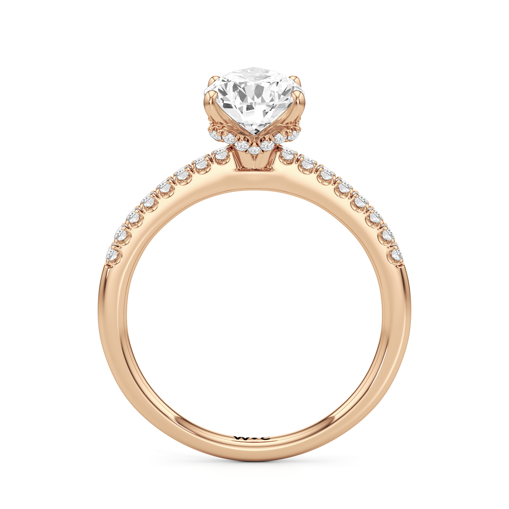 Arc Hidden Halo Engagement Ring with Pear Cut Diamond in 14KT Rose Gold view 6
