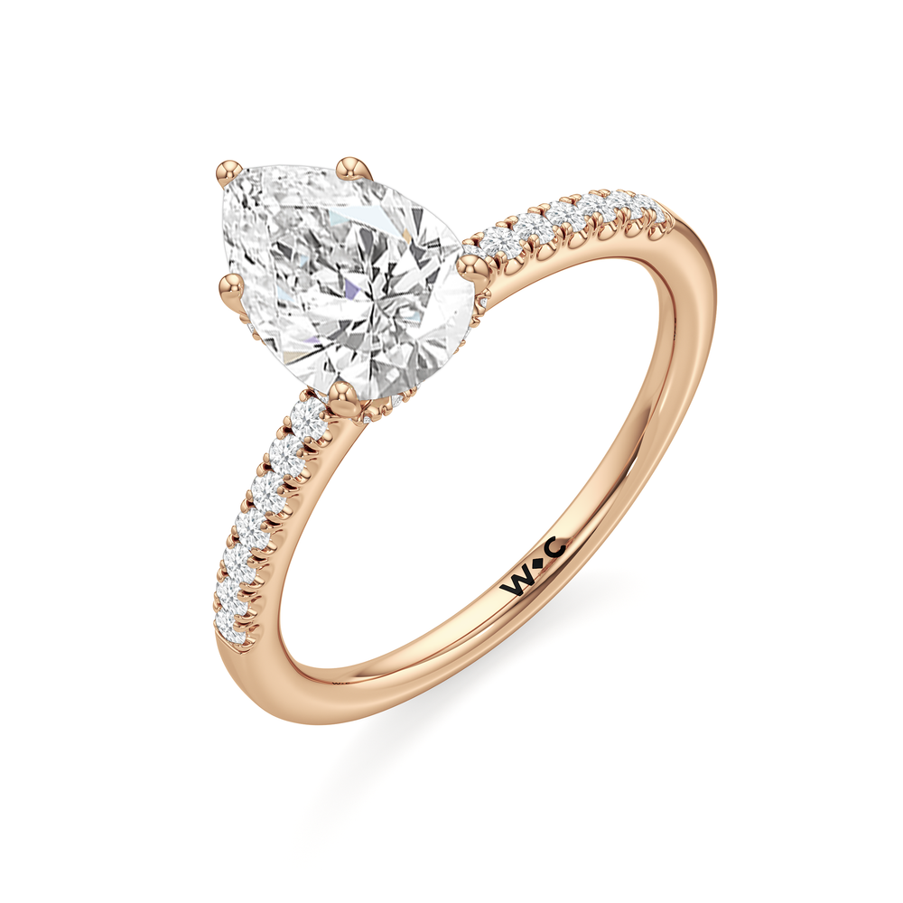 Arc Hidden Halo Engagement Ring with Pear Cut Diamond in 14KT Rose Gold view 7
