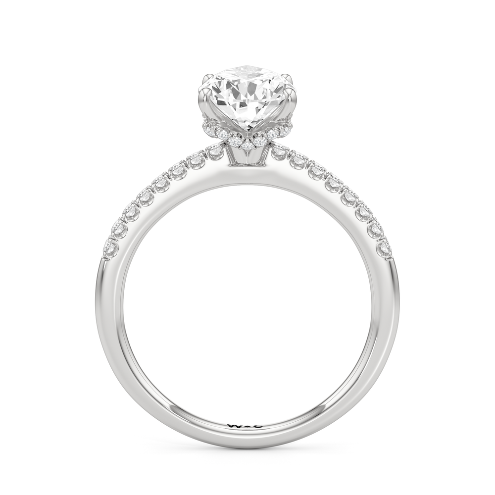 Arc Hidden Halo Engagement Ring with Pear Cut Diamond in 14KT Platinum view 6
