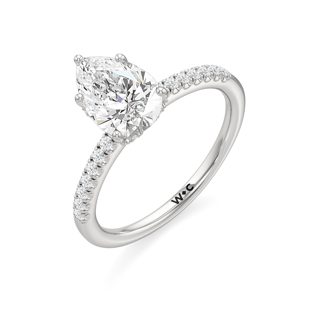 Arc Hidden Halo Engagement Ring with Pear Cut Diamond in 14KT Platinum view 7
