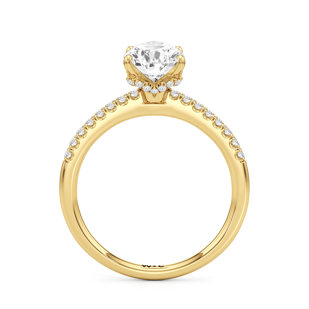 Arc Hidden Halo Engagement Ring with Pear Cut Diamond in 14KT Yellow Gold view 6
