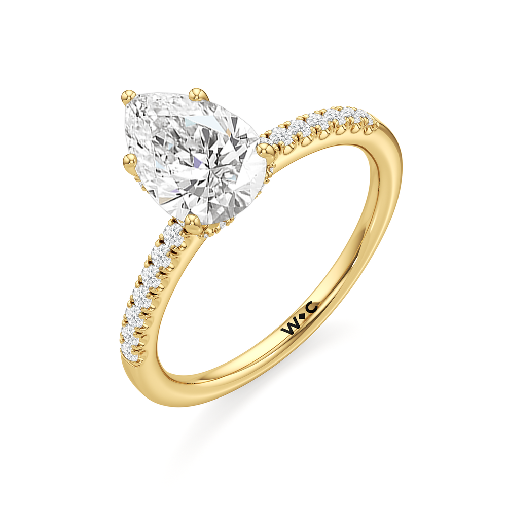 Arc Hidden Halo Engagement Ring with Pear Cut Diamond in 14KT Yellow Gold view 7
