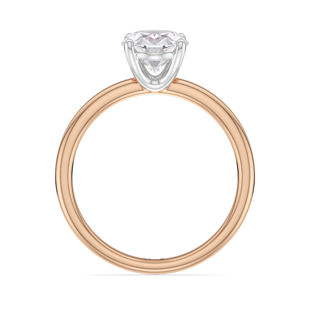 Oval Cut Classic Four Prong Petite Comfort Fit Solitaire Engagement Ring with Lab Grown Diamond in 14KT White & Rose Gold view 4
