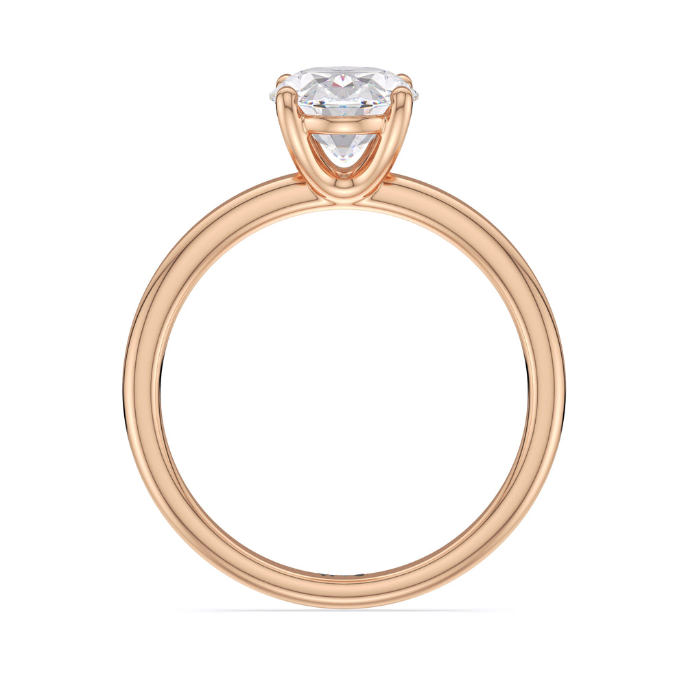 Oval Cut Classic Four Prong Petite Comfort Fit Solitaire Engagement Ring with Lab Grown Diamond in 14KT Rose Gold view 5
