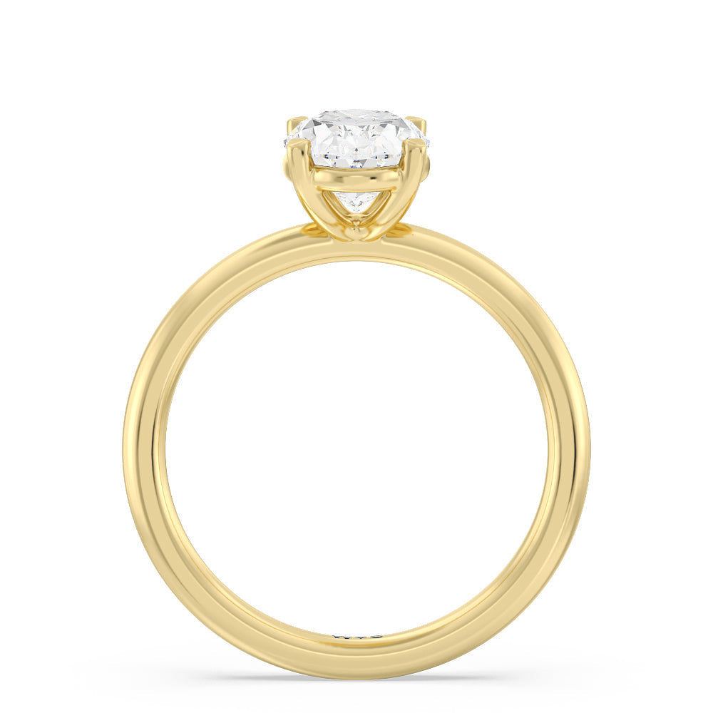 1 1/2 cttw Oval Cut Classic Four Prong Petite Comfort Fit Solitaire Engagement Ring with 1 1/2 Cut Diamond in 14KT Oval view 2
