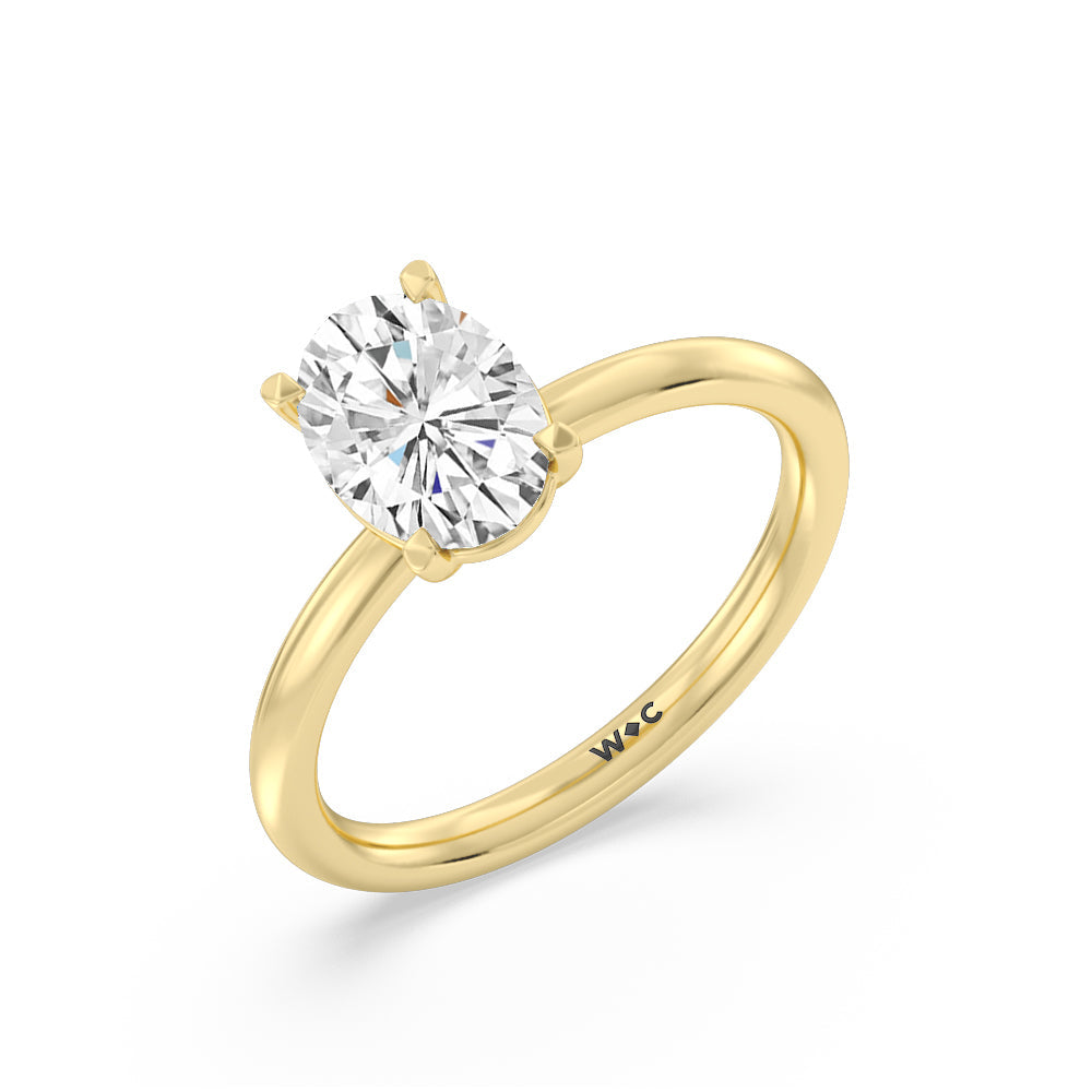 1 1/2 cttw Oval Cut Classic Four Prong Petite Comfort Fit Solitaire Engagement Ring with 1 1/2 Cut Diamond in 14KT Oval view 3
