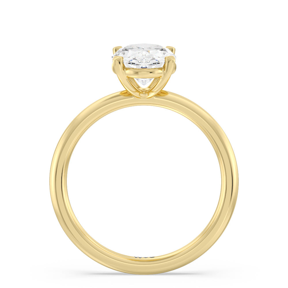 2 cttw Oval Cut Classic Four Prong Petite Comfort Fit Solitaire Engagement Ring with 2 Cut Diamond in 14KT Oval view 2
