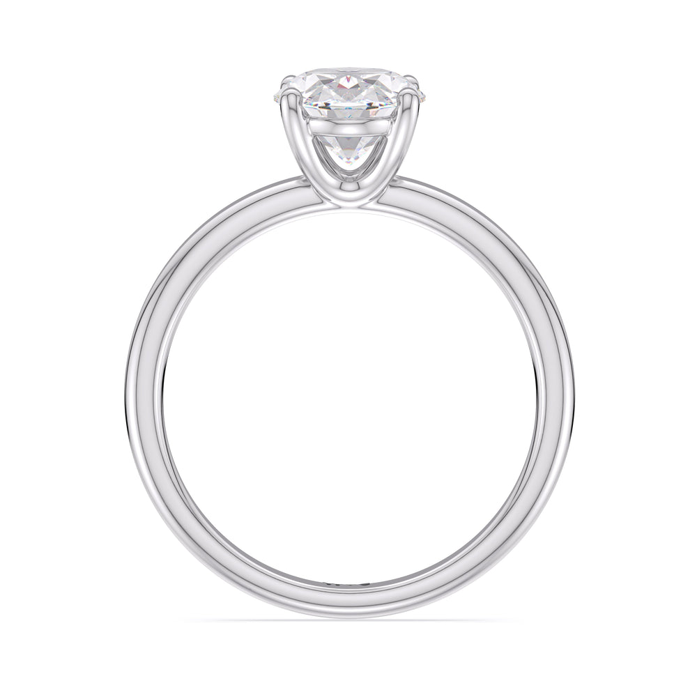 Oval Cut Classic Four Prong Petite Comfort Fit Solitaire Engagement Ring with Lab Grown Diamond in 14KT Platinum view 5
