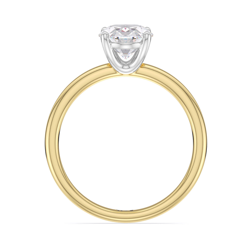 Oval Cut Classic Four Prong Petite Comfort Fit Solitaire Engagement Ring with Lab Grown Diamond in 14KT White & Yellow Gold view 4
