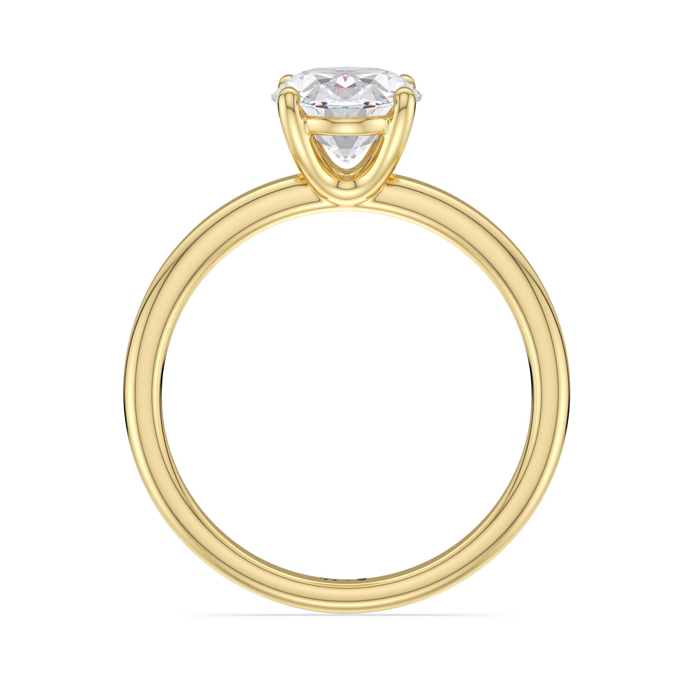 Classic Four Prong Petite Comfort Fit Solitaire Engagement Ring with Oval Cut Diamond in 14KT Yellow Gold view 3
