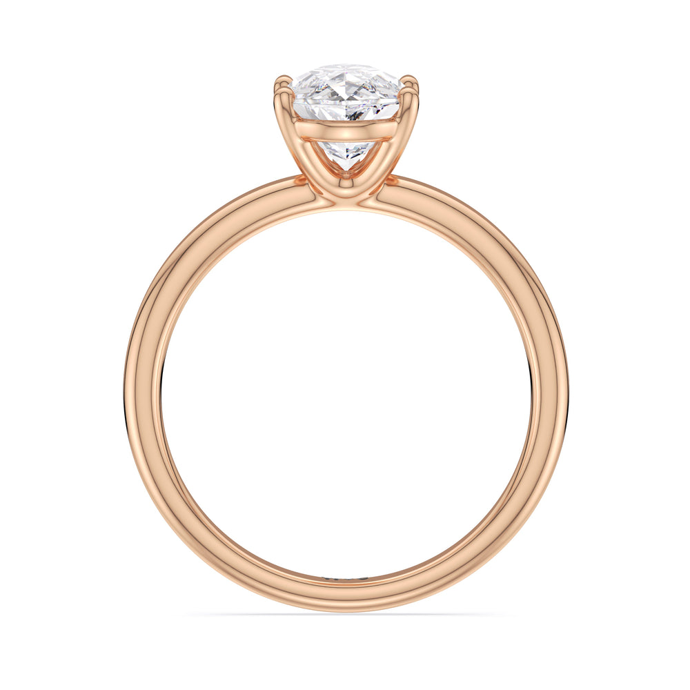 Classic Four Prong Petite Comfort Fit Solitaire Engagement Ring with Pear Cut Diamond in 14KT Rose Gold view 3
