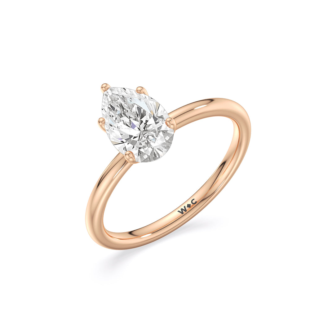 Pear Cut Classic Four Prong Petite Comfort Fit Solitaire Engagement Ring with Lab Grown Diamond in 14KT Rose Gold view 6
