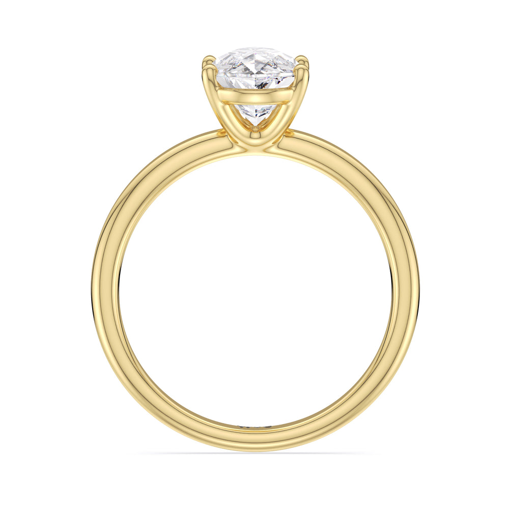 Classic Four Prong Petite Comfort Fit Solitaire Engagement Ring with Pear Cut Diamond in 14KT Yellow Gold view 3
