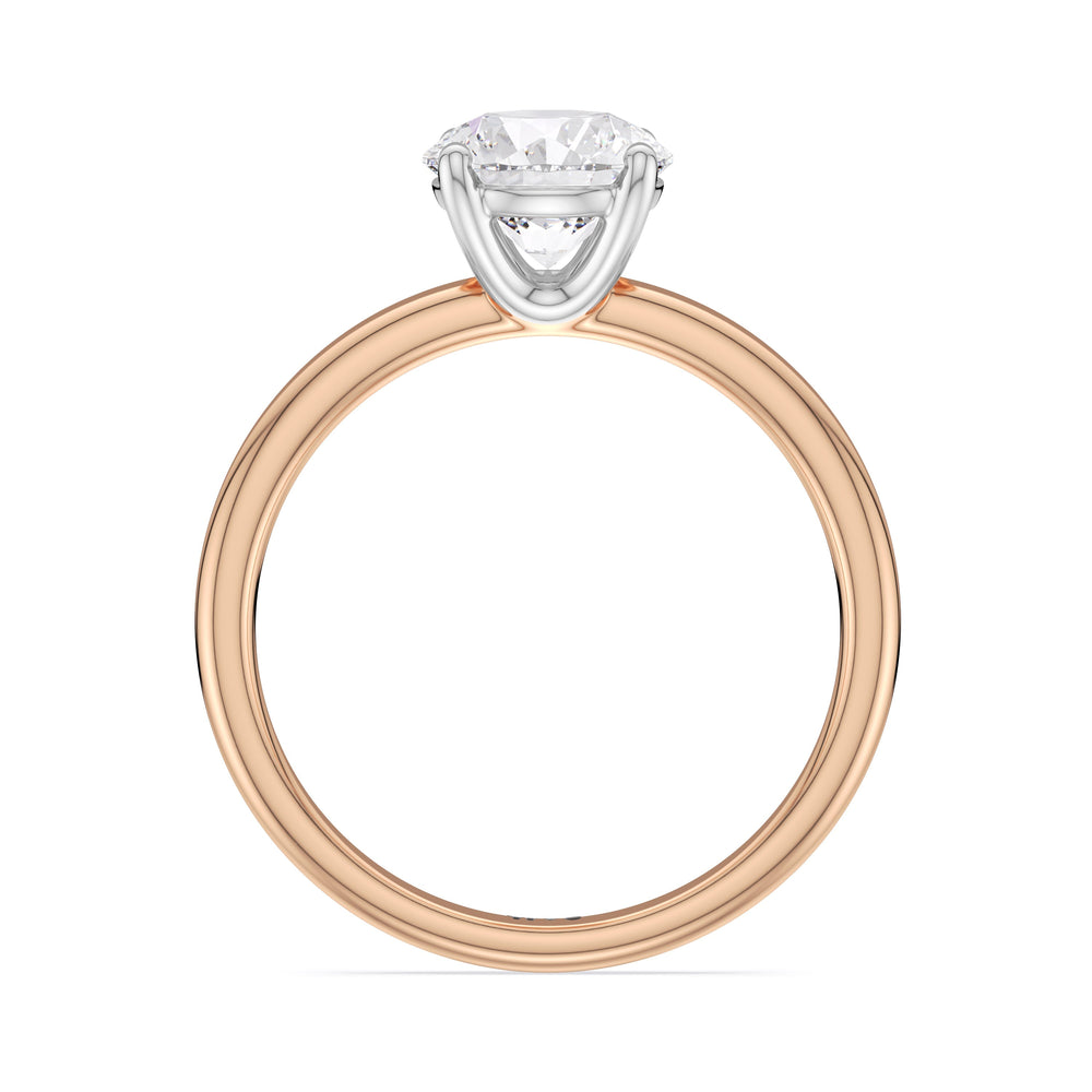 Round Cut Classic Four Prong Petite Comfort Fit Solitaire Engagement Ring with Lab Grown Diamond in 14KT White & Rose Gold view 4
