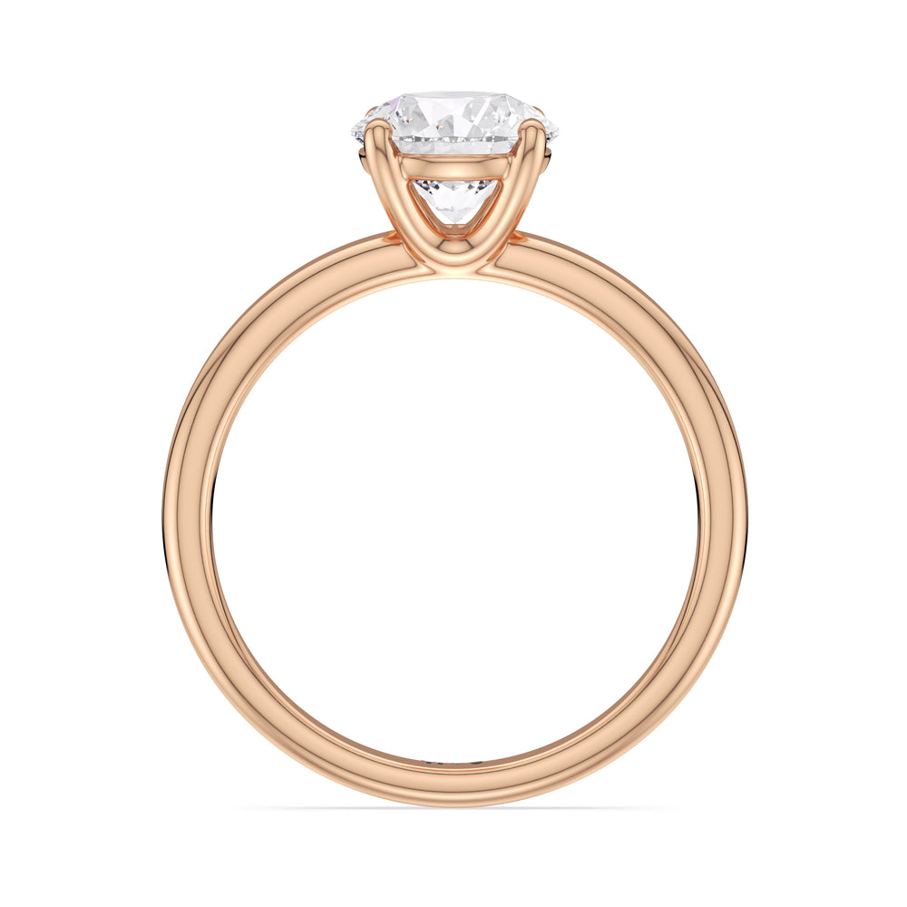 Classic Four Prong Petite Comfort Fit Solitaire Engagement Ring with Round Cut Diamond in 14KT Rose Gold view 3

