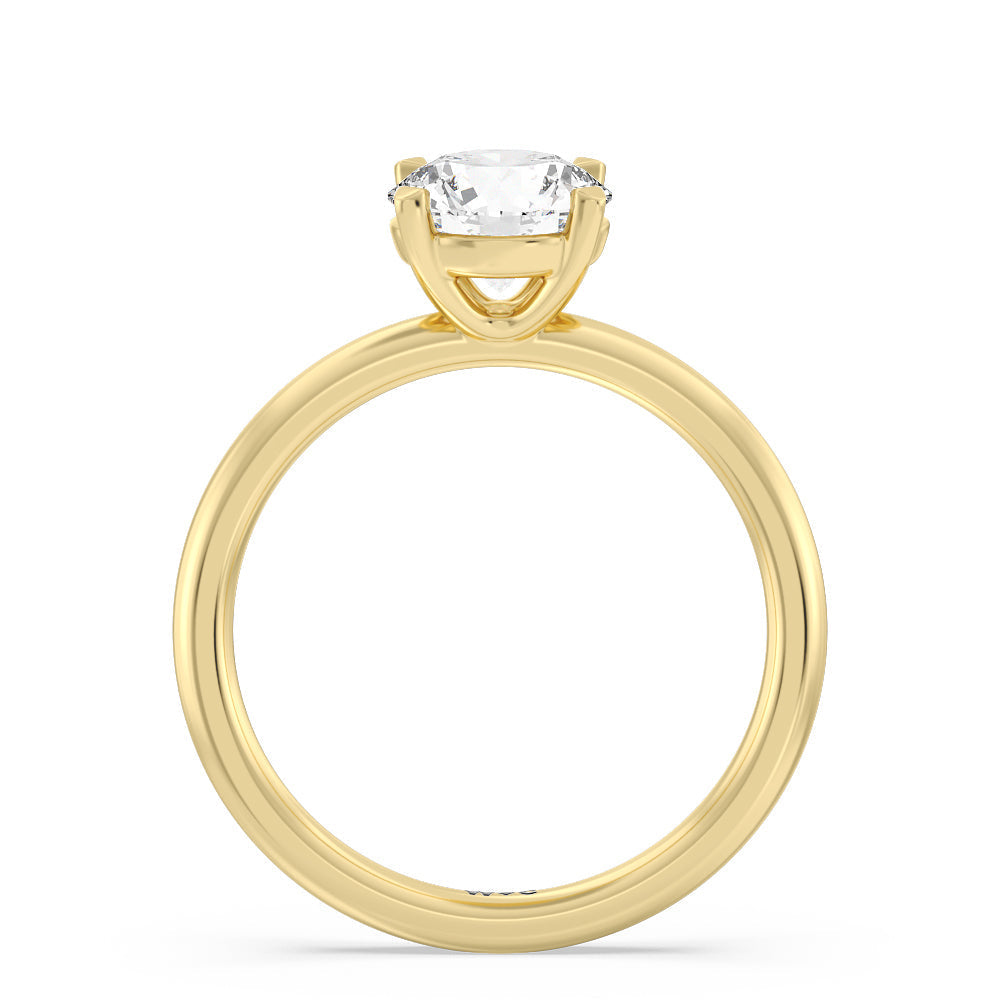 1 1/2 cttw Round Cut Classic Four Prong Petite Comfort Fit Solitaire Engagement Ring with 1 1/2 Cut Diamond in 14KT Round view 2
