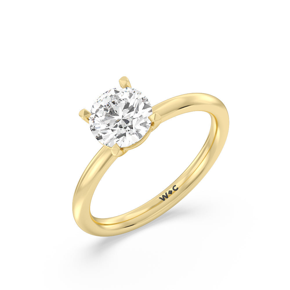 1 1/2 cttw Round Cut Classic Four Prong Petite Comfort Fit Solitaire Engagement Ring with 1 1/2 Cut Diamond in 14KT Round view 3
