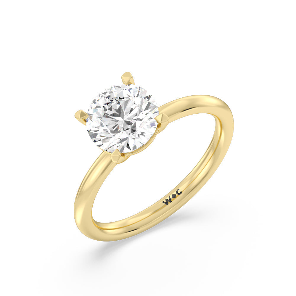 2 cttw Round Cut Classic Four Prong Petite Comfort Fit Solitaire Engagement Ring with 2 Cut Diamond in 14KT Round view 3
