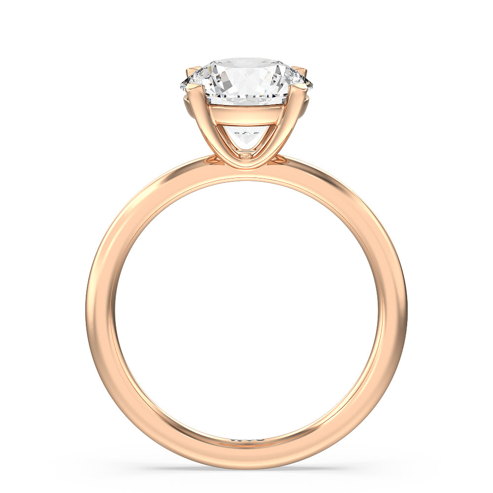 Round Cut Classic Four Prong Petite Comfort Fit Solitaire Engagement Ring (E+ VVS+) with Lab Grown Diamond in 14KT Rose Gold view 2
