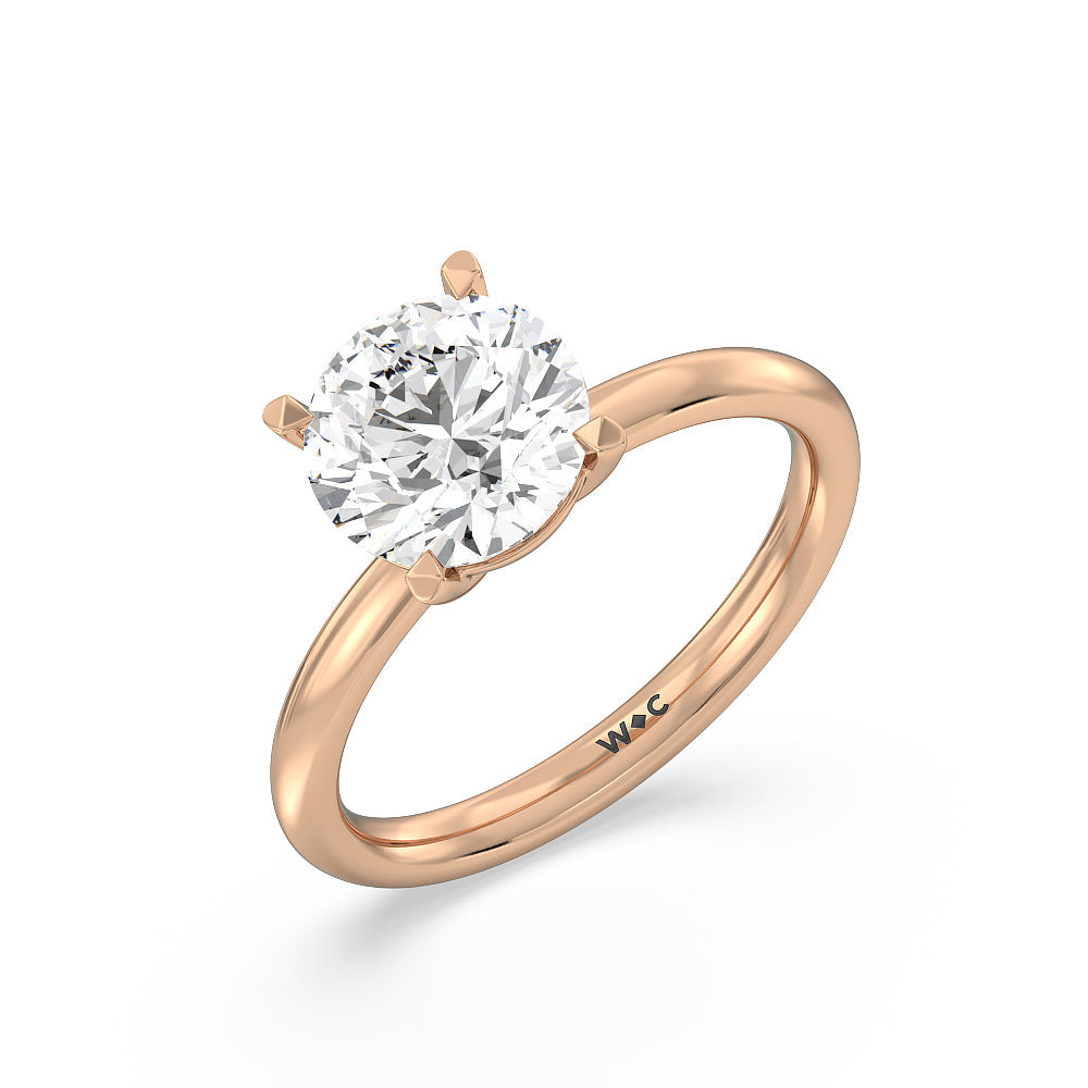 Round Cut Classic Four Prong Petite Comfort Fit Solitaire Engagement Ring (E+ VVS+) with Lab Grown Diamond in 14KT Rose Gold view 3
