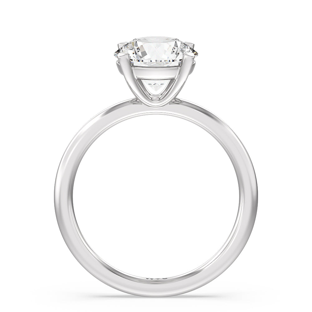 Round Cut Classic Four Prong Petite Comfort Fit Solitaire Engagement Ring (E+ VVS+) with Lab Grown Diamond in 14KT Platinum view 2
