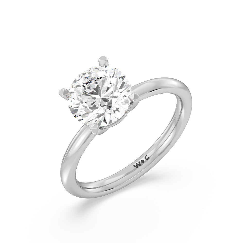 Round Cut Classic Four Prong Petite Comfort Fit Solitaire Engagement Ring with Lab Grown Diamond in 14KT Platinum view 3
