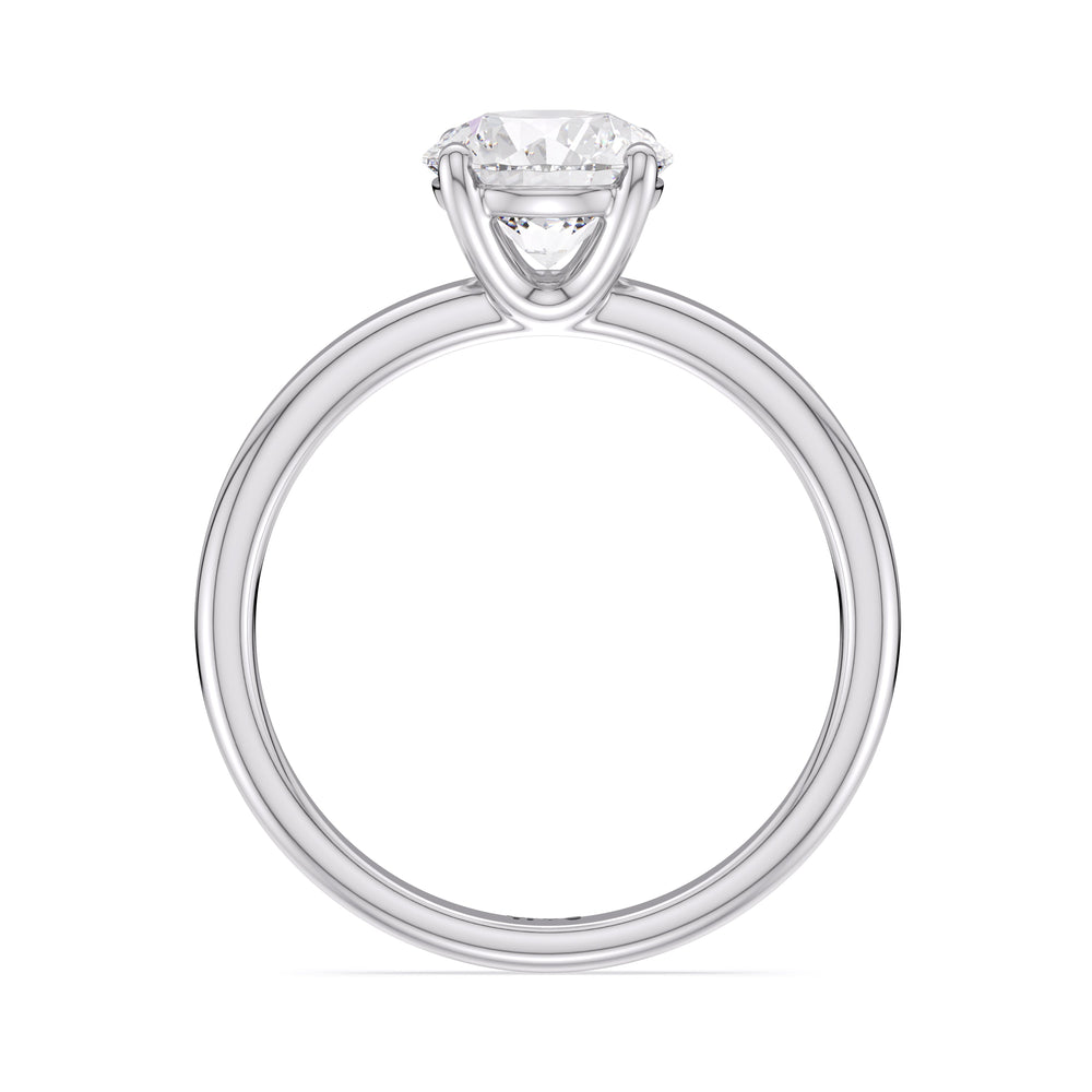 Round Cut Classic Four Prong Petite Comfort Fit Solitaire Engagement Ring with Lab Grown Diamond in 14KT Platinum view 5
