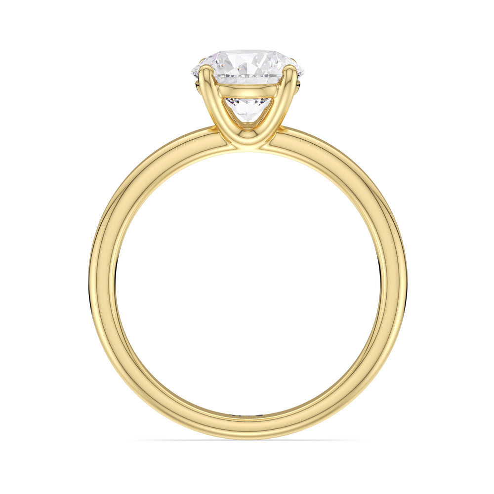 Classic Four Prong Petite Comfort Fit Solitaire Engagement Ring with Round Cut Diamond in 14KT Yellow Gold view 3

