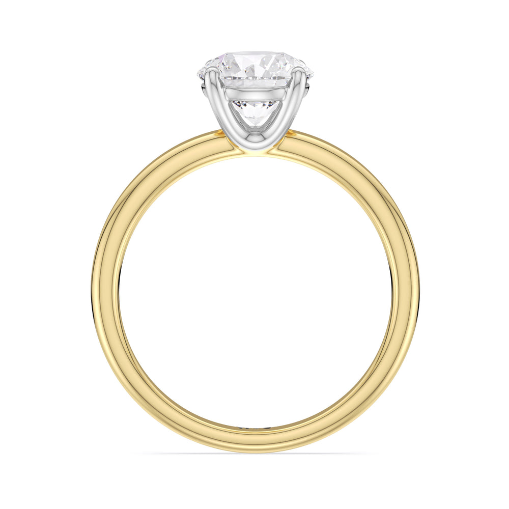 Round Cut Classic Four Prong Petite Comfort Fit Solitaire Engagement Ring with Lab Grown Diamond in 14KT White & Yellow Gold view 4
