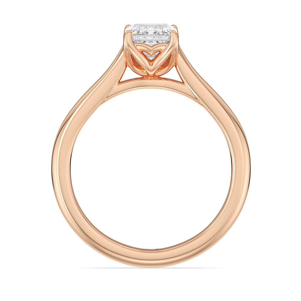 Tulip Basket Cathedral Classic Solitaire Engagement Ring with Emerald Cut Diamond in 14KT Rose Gold view 2
