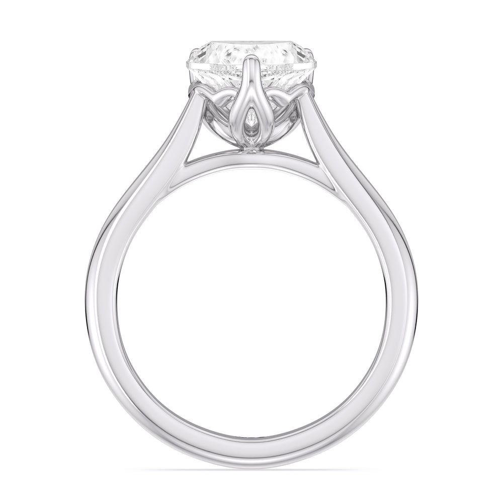 Tulip Basket Cathedral Classic Solitaire Engagement Ring with Heart Cut Diamond in 14KT Platinum view 2
