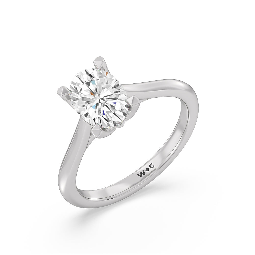 1 1/2 cttw Oval Cut Tulip Basket Cathedral Classic Solitaire Engagement Ring with 1 1/2 Cut Diamond in 14KT Oval view 3
