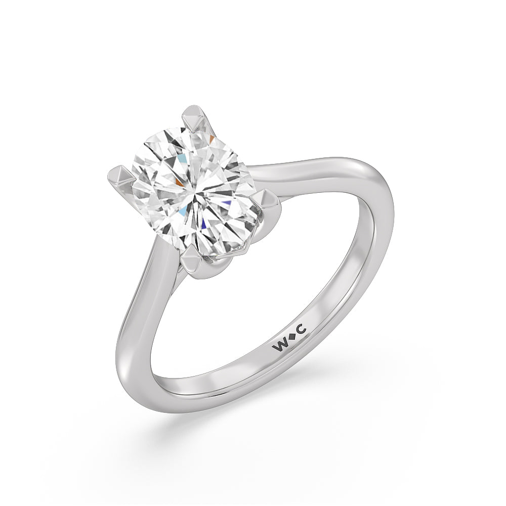 2 cttw Oval Cut Tulip Basket Cathedral Classic Solitaire Engagement Ring with 2 Cut Diamond in 14KT Oval view 3
