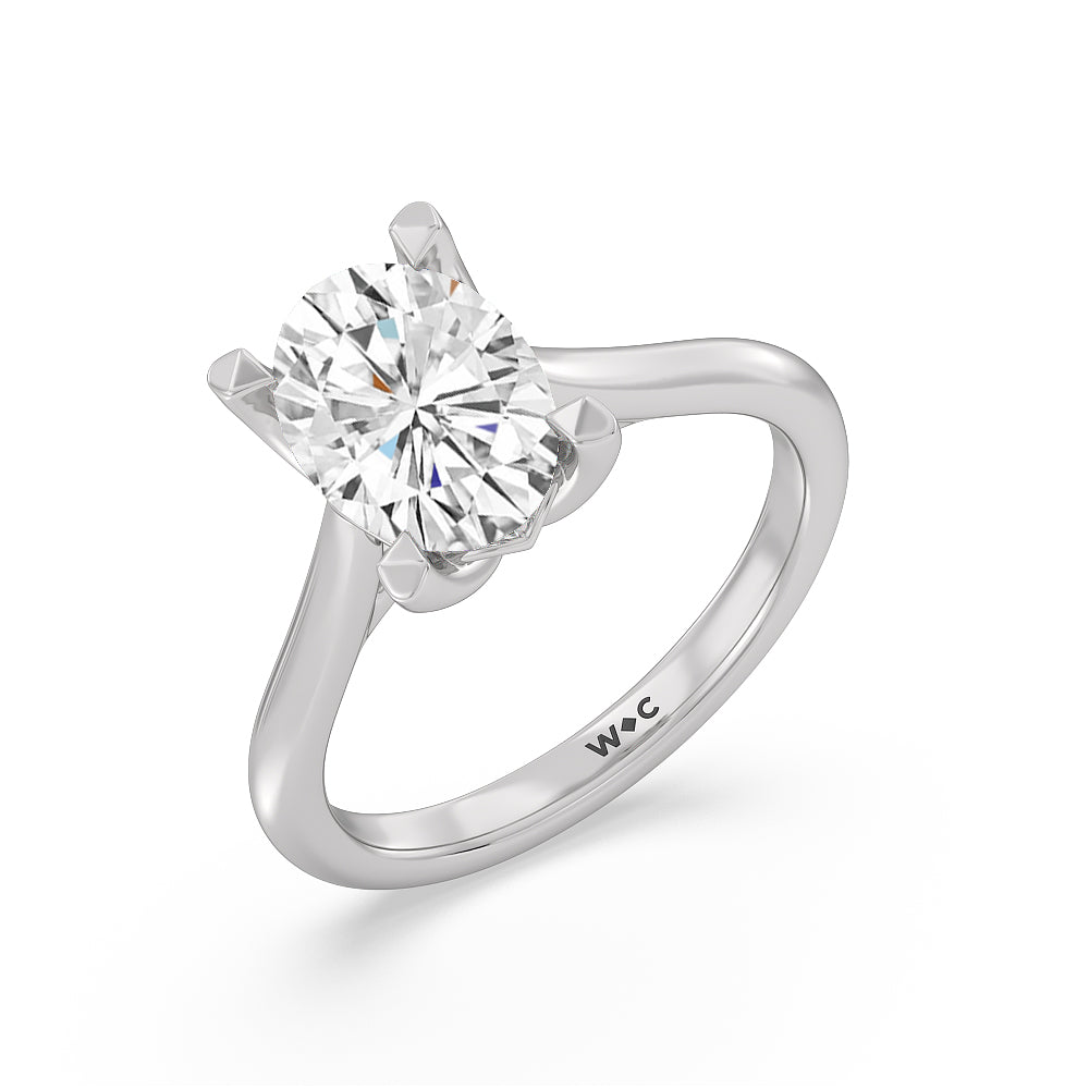 2 1/2 cttw Oval Cut Tulip Basket Cathedral Classic Solitaire Engagement Ring with 2 1/2 Cut Diamond in 14KT Oval view 3
