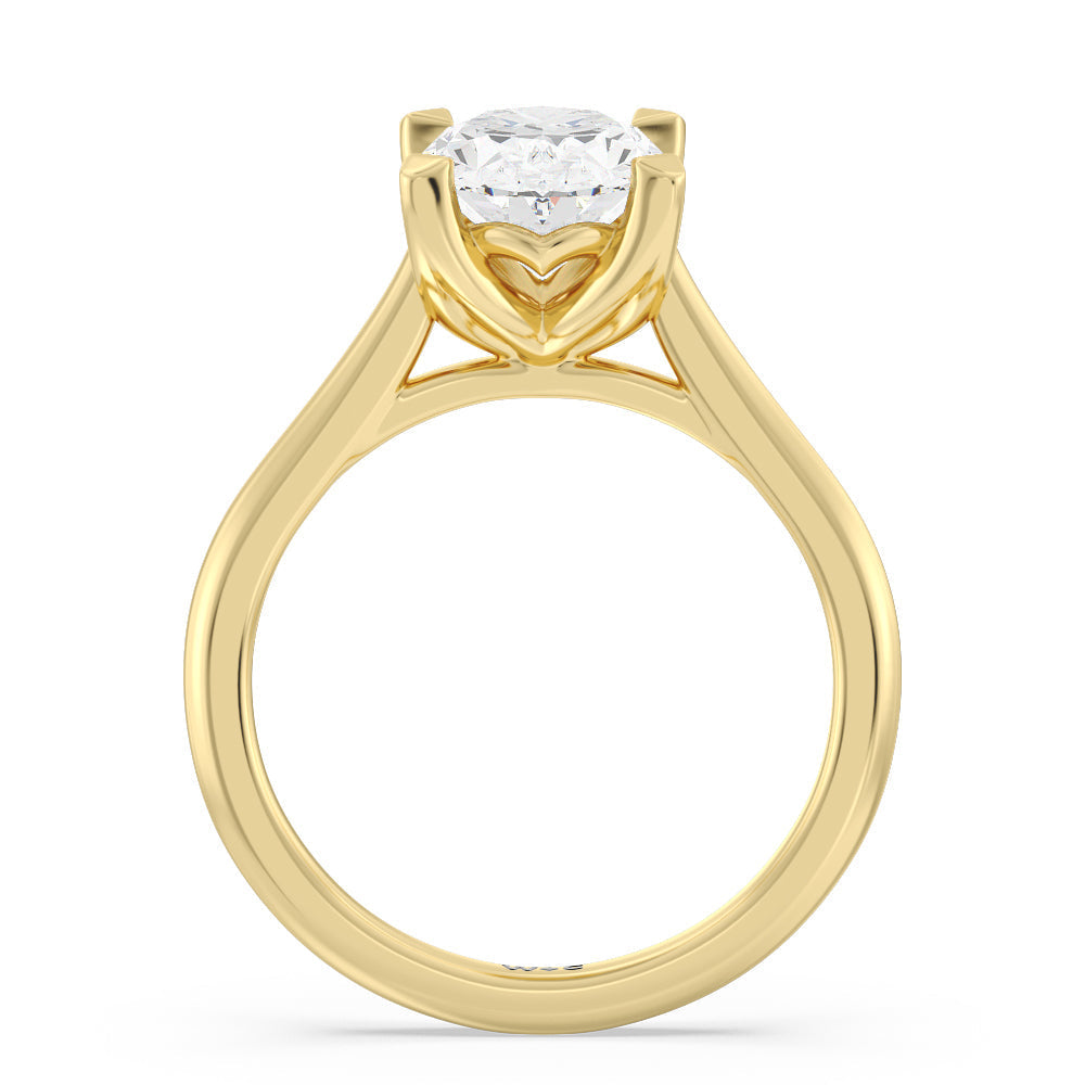 Oval Cut Tulip Basket Cathedral Classic Solitaire Engagement Ring with Lab Grown Diamond in 14KT Yellow Gold view 2
