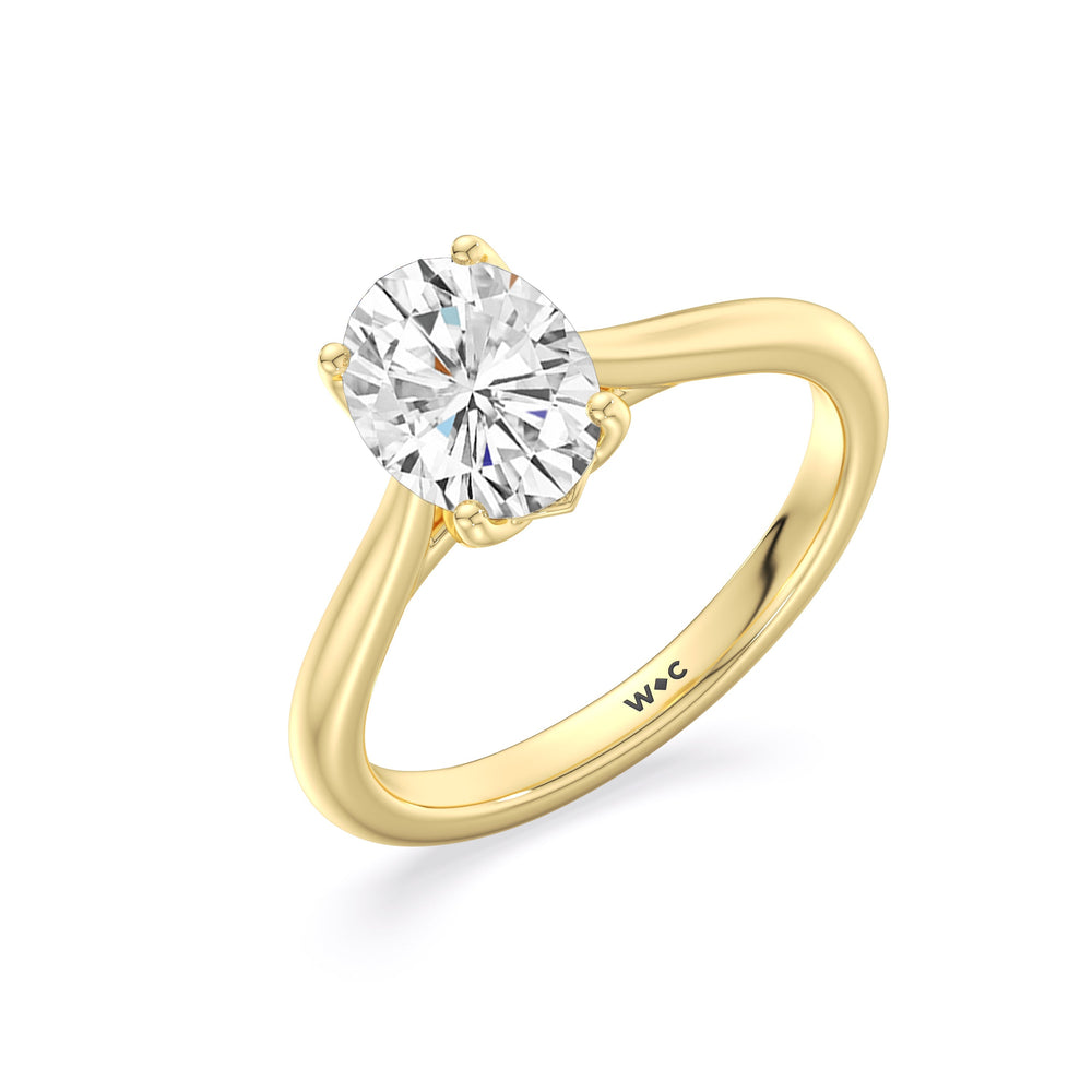 Tulip Basket Cathedral Classic Solitaire Engagement Ring with Oval Cut Diamond in 14KT Yellow Gold view 7
