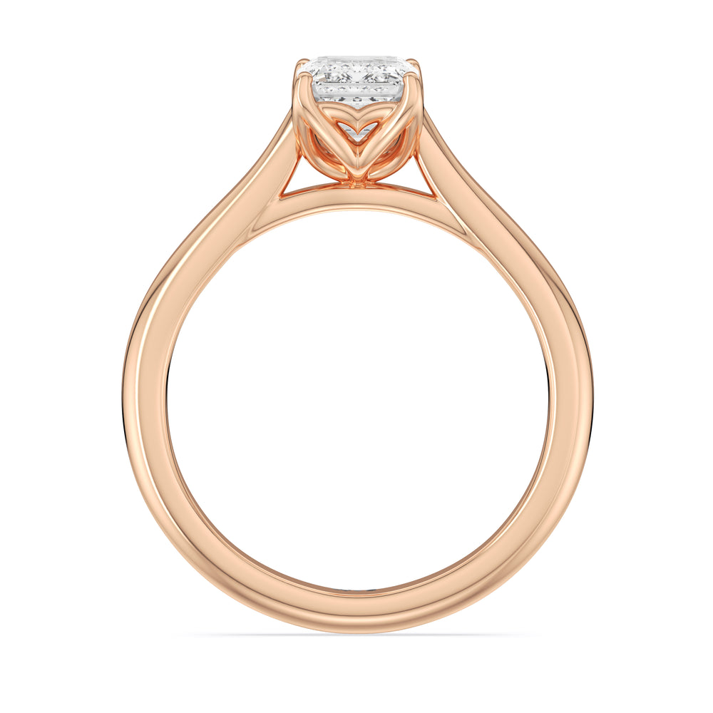 Tulip Basket Cathedral Classic Solitaire Engagement Ring with Radiant Cut Diamond in 14KT Rose Gold view 2
