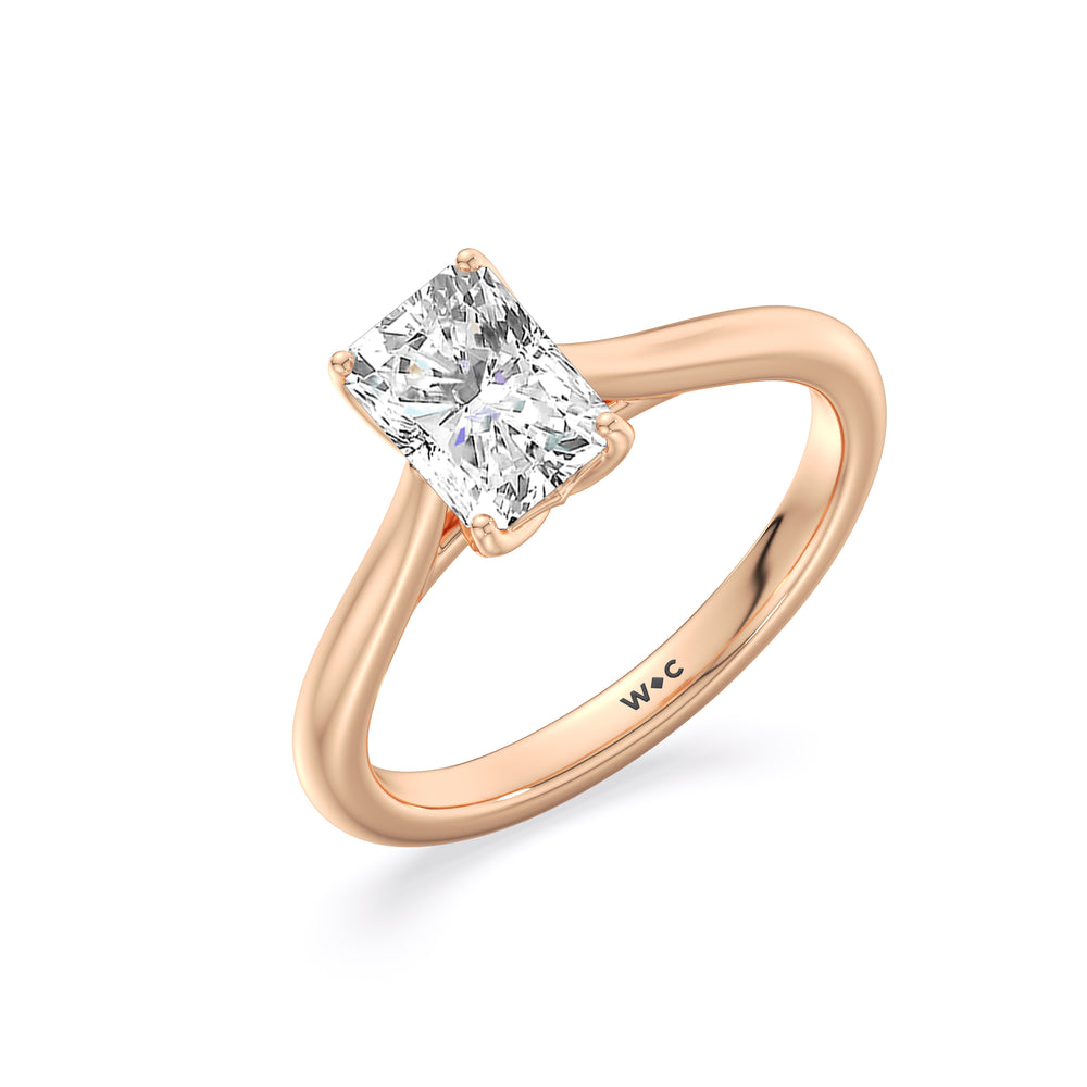 Tulip Basket Cathedral Classic Solitaire Engagement Ring with Radiant Cut Diamond in 14KT Rose Gold view 3
