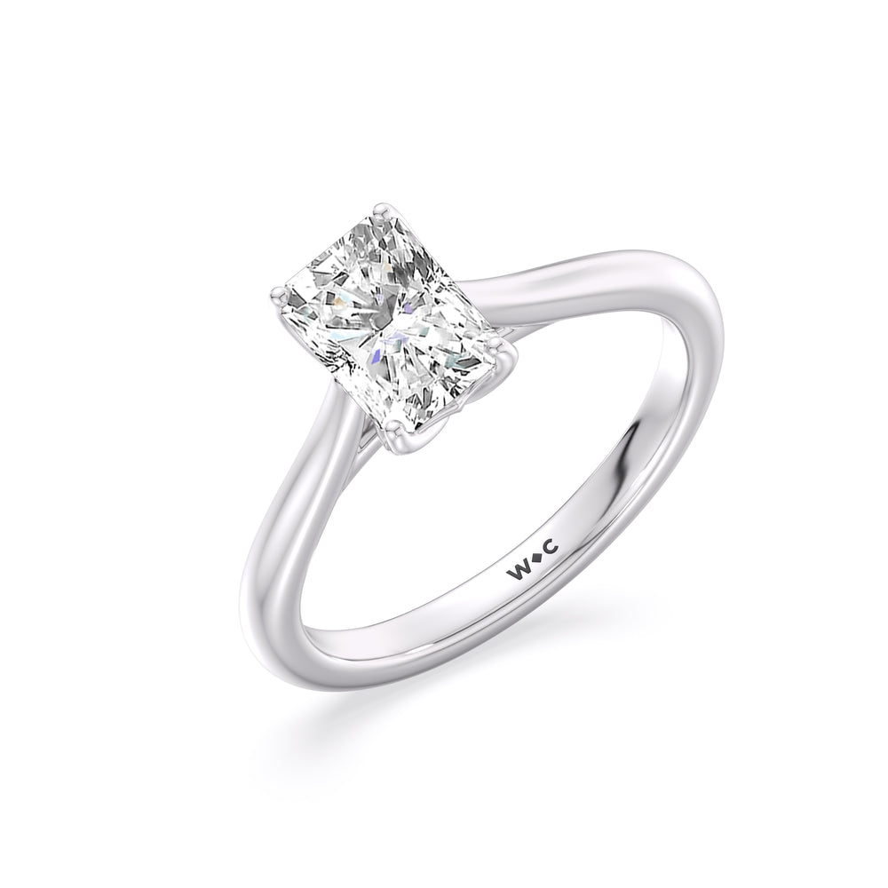 Tulip Basket Cathedral Classic Solitaire Engagement Ring with Radiant Cut Diamond in 14KT Platinum view 3
