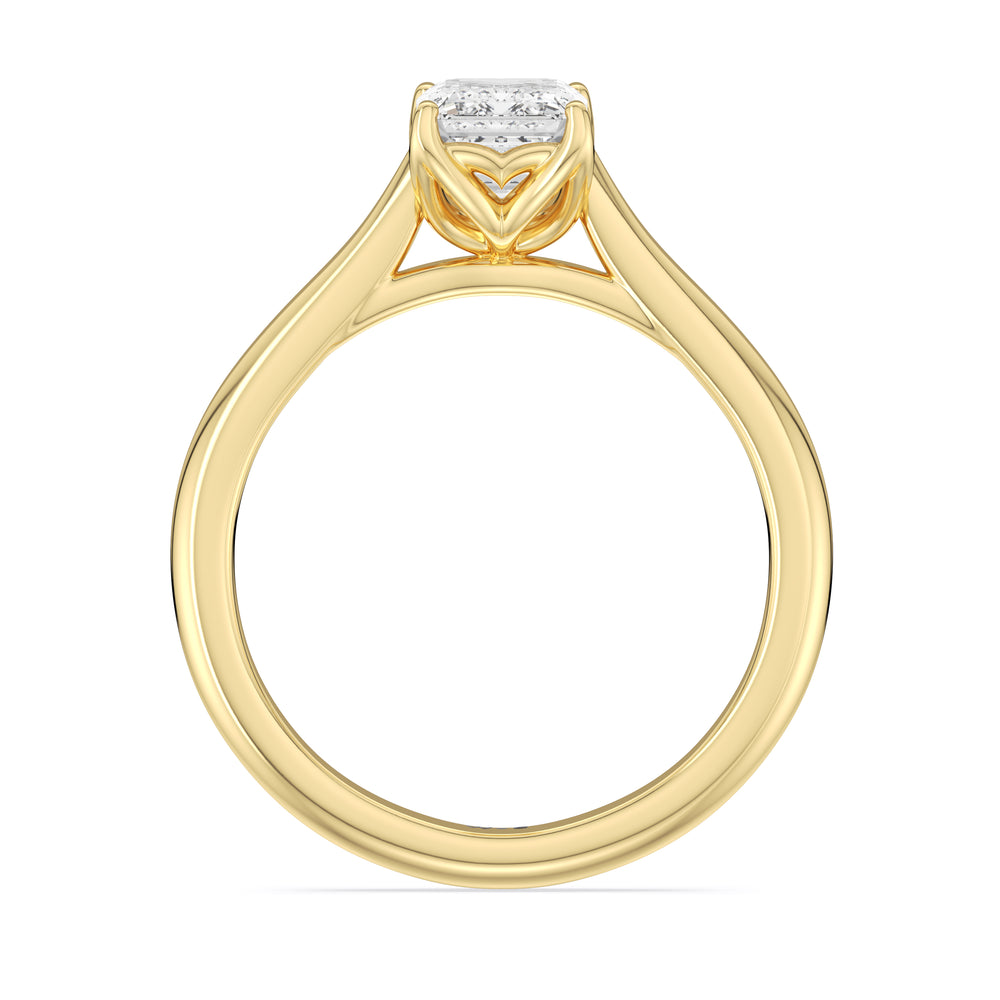 Tulip Basket Cathedral Classic Solitaire Engagement Ring with Radiant Cut Diamond in 14KT Yellow Gold view 2
