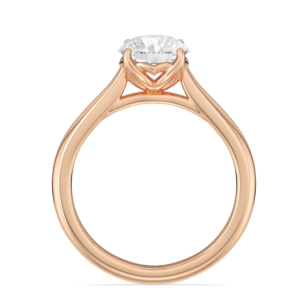 Tulip Basket Cathedral Classic Solitaire Engagement Ring with Round Cut Diamond in 14KT Rose Gold view 2
