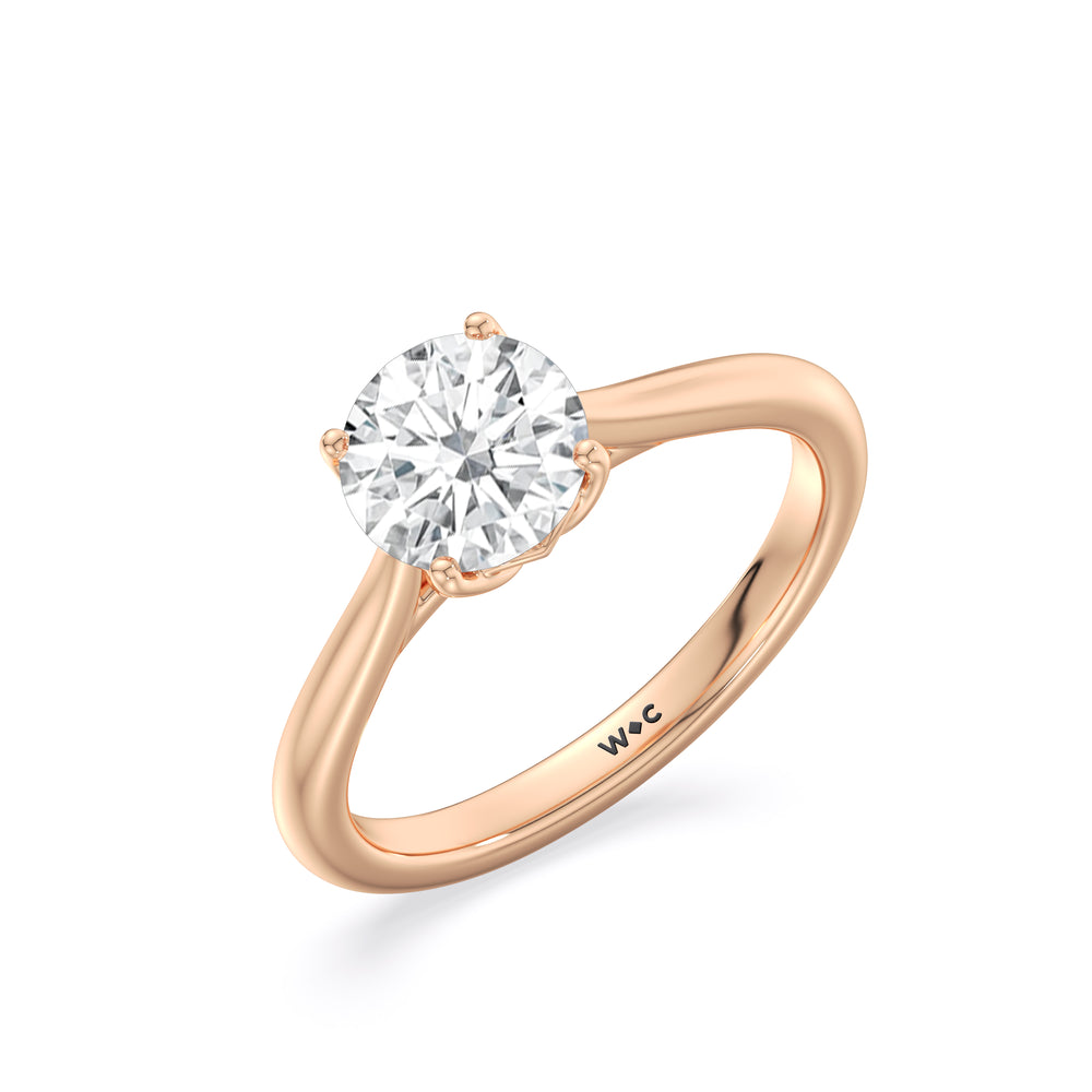 Tulip Basket Cathedral Classic Solitaire Engagement Ring with Round Cut Diamond in 14KT Rose Gold view 3
