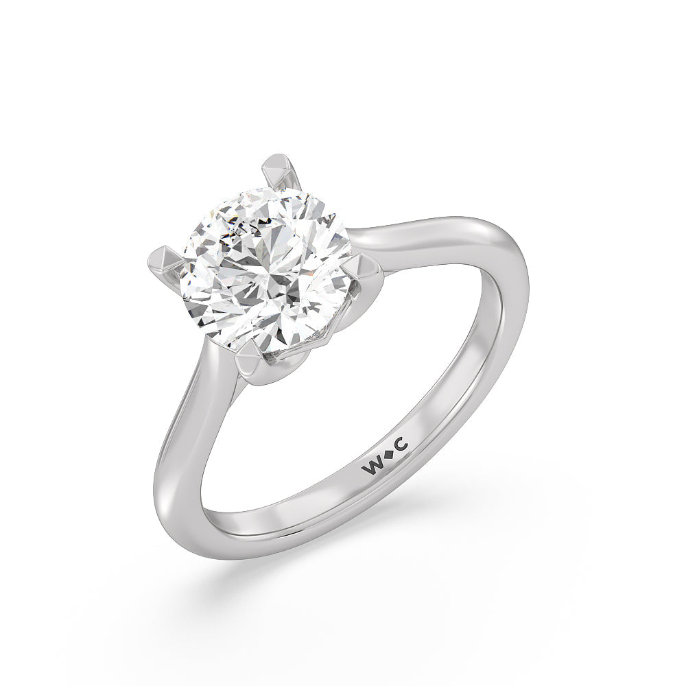 2 cttw Round Cut Tulip Basket Cathedral Classic Solitaire Engagement Ring with 2 Cut Diamond in 14KT Round view 3
