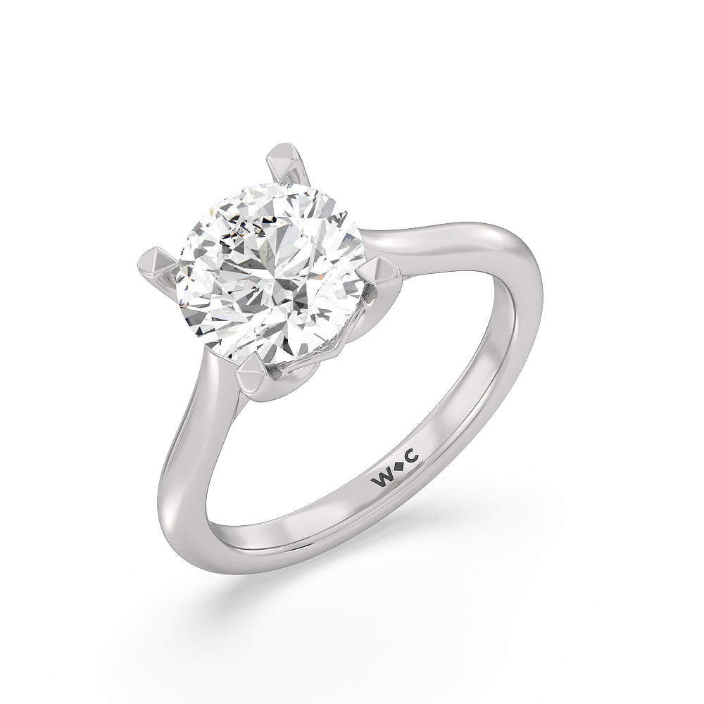2 1/2 cttw Round Cut Tulip Basket Cathedral Classic Solitaire Engagement Ring with 2 1/2 Cut Diamond in 14KT Round view 3
