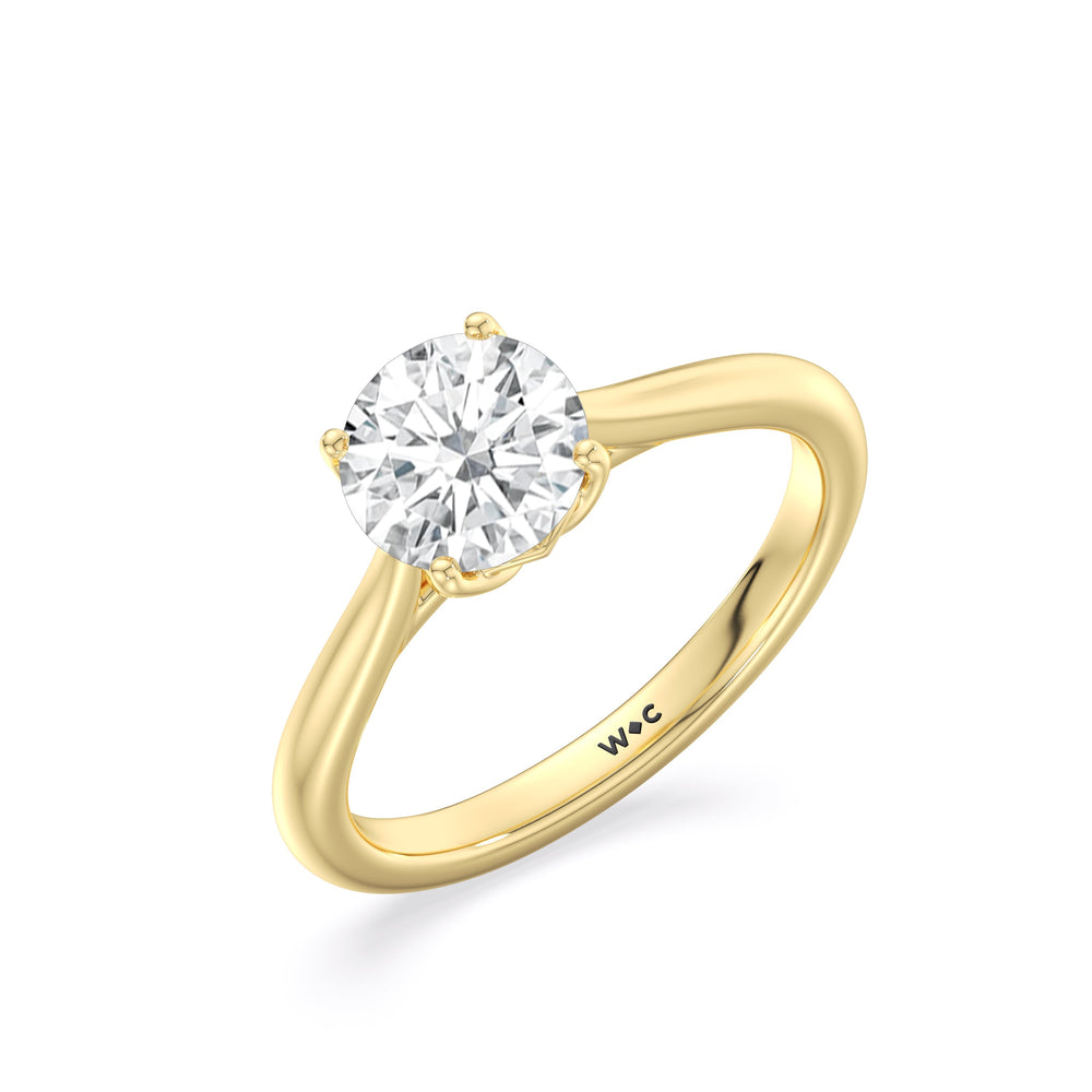 Tulip Basket Cathedral Classic Solitaire Engagement Ring with Round Cut Diamond in 14KT Yellow Gold view 6
