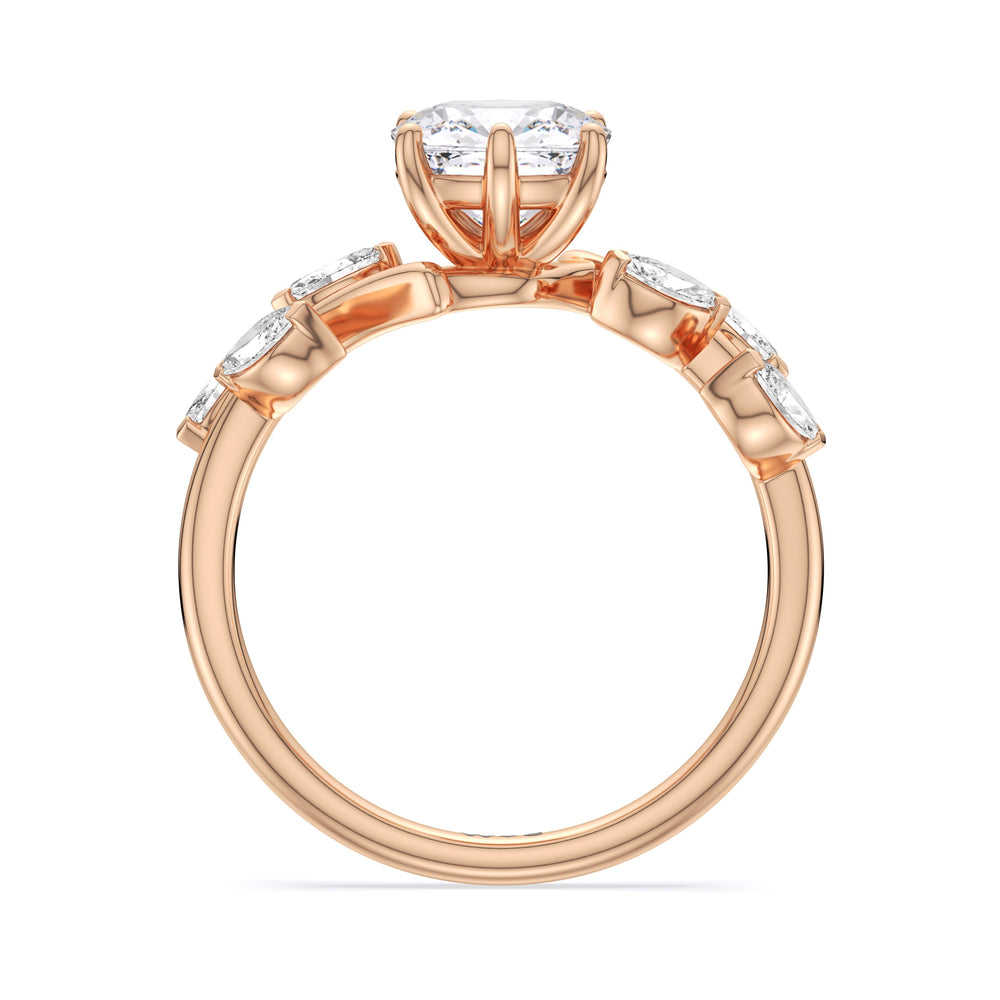 Cushion Cut Slender Vine Six Prong Engagement Ring with Lab Grown Diamond in 14KT Rose Gold view 4
