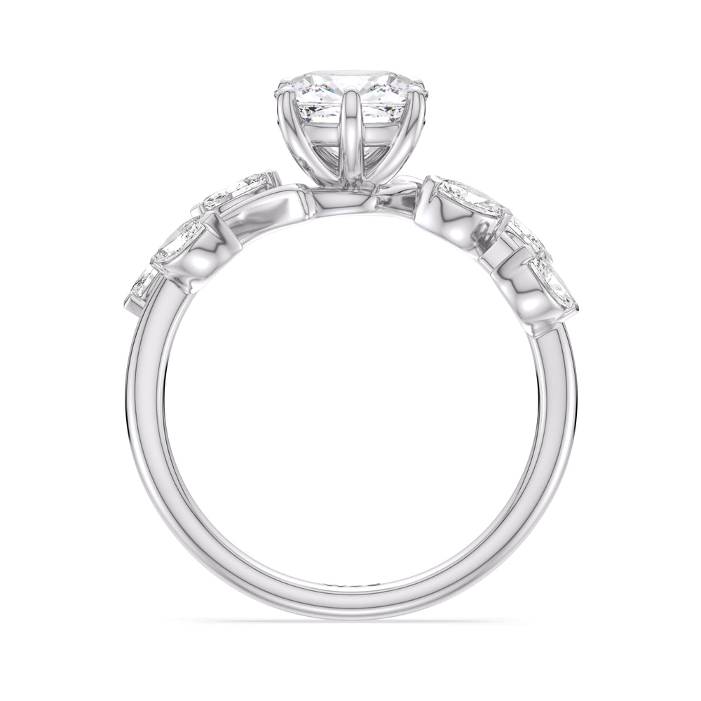 Cushion Cut Slender Vine Six Prong Engagement Ring with Lab Grown Diamond in 14KT Platinum view 4
