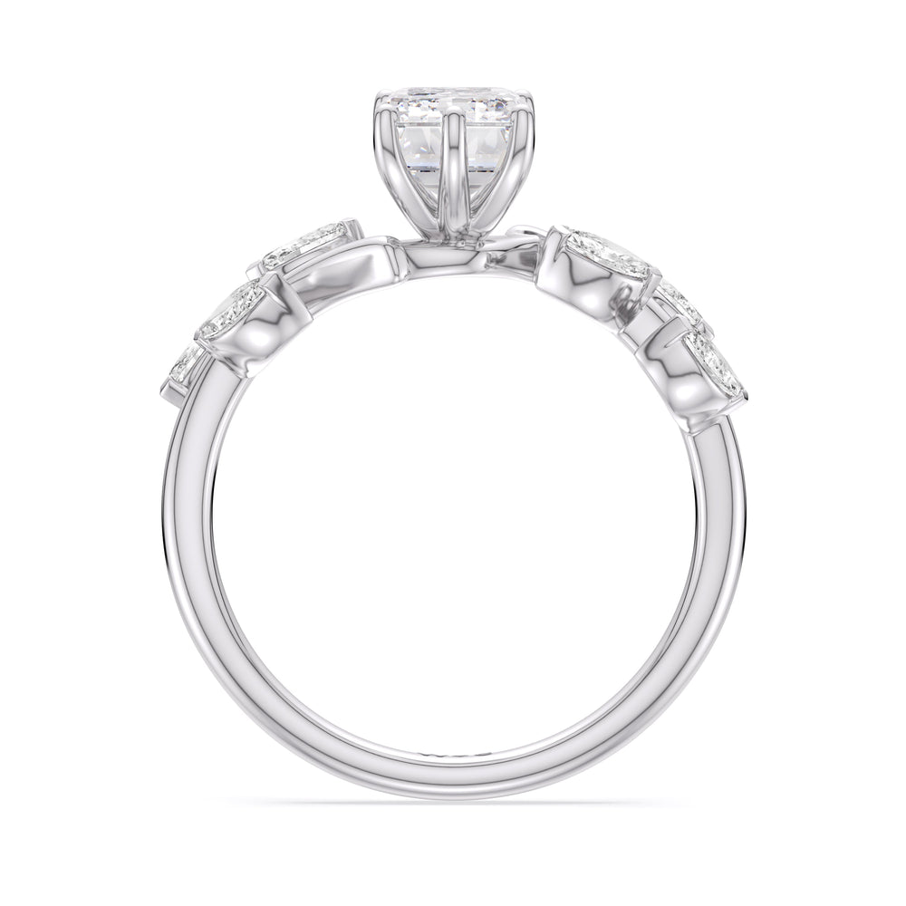 Emerald Cut Slender Vine Six Prong Engagement Ring with Lab Grown Diamond in 14KT Platinum view 4
